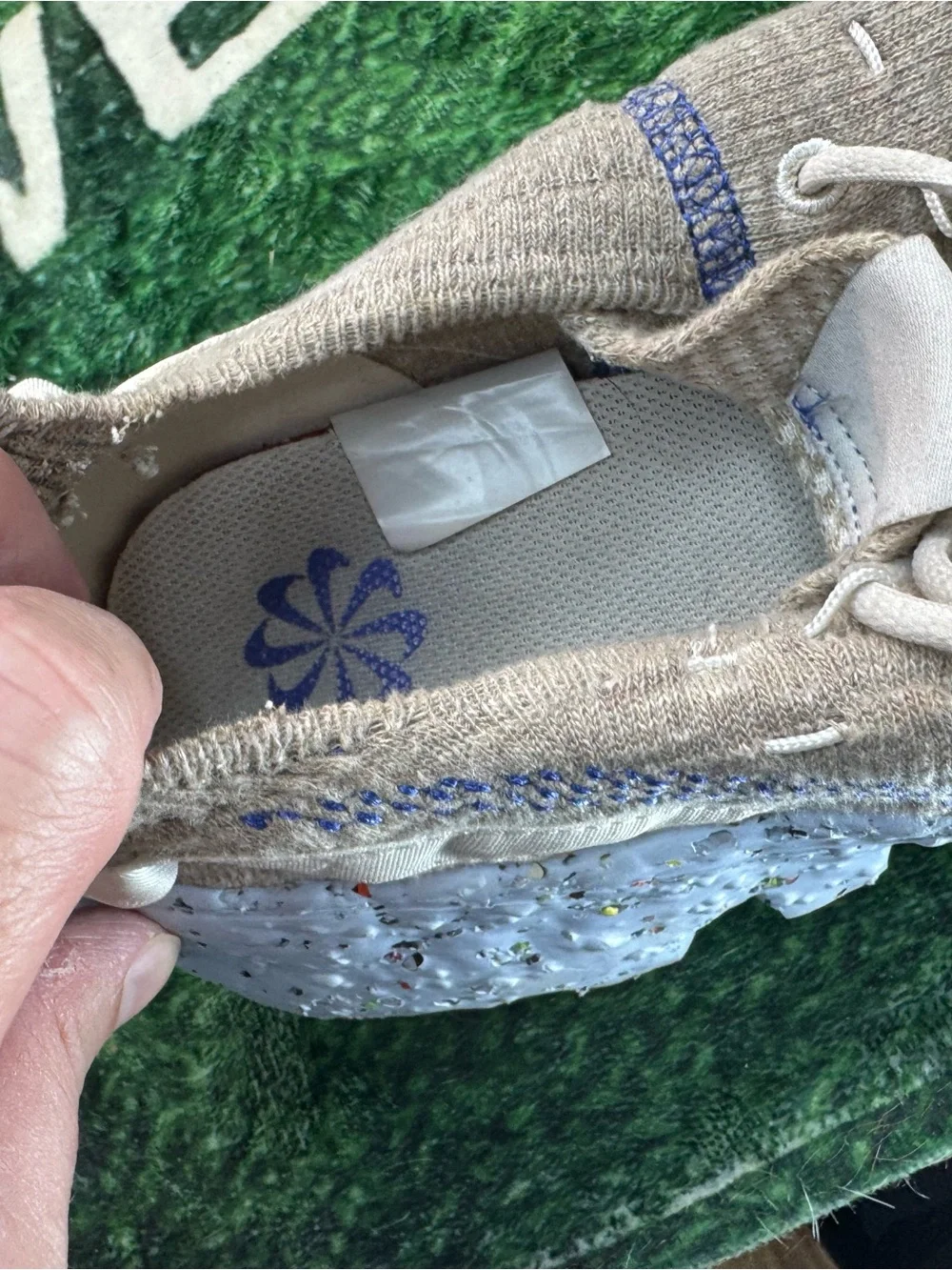 Nike Space Hippie 04 Light Tan Knit Sneakers with Blue Accents